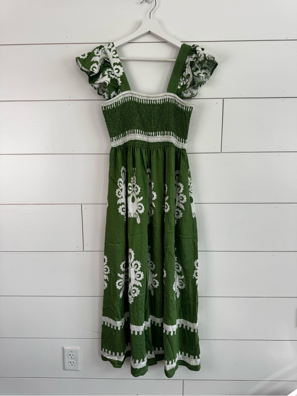 Penelope Rose Green Floral Smocked Top Maxi Dress Size Large